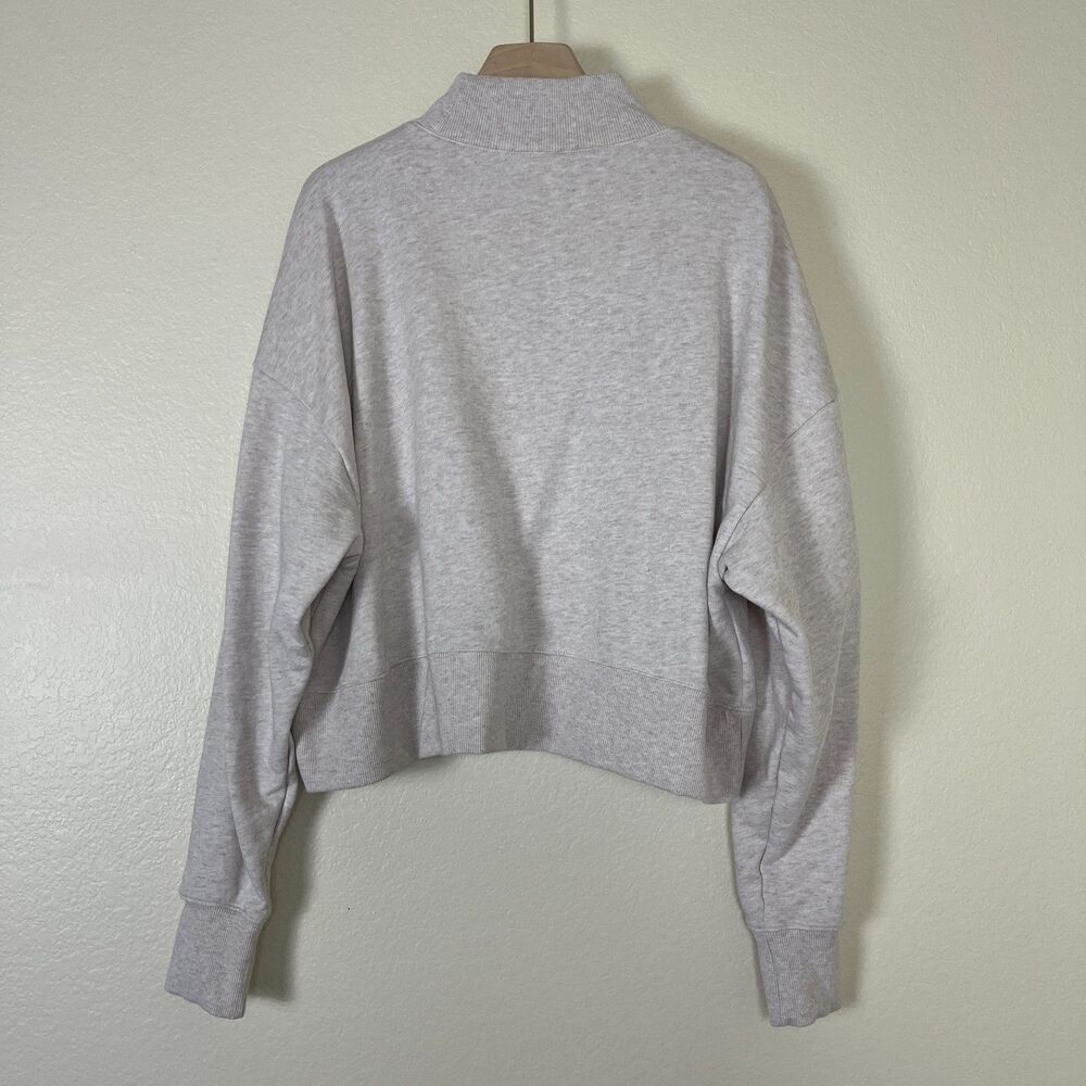 MONKI Women Size S Oatmeal Cotton Mock Neck Boxy Sweatshirt Minimalist Casual - Picture 6 of 13